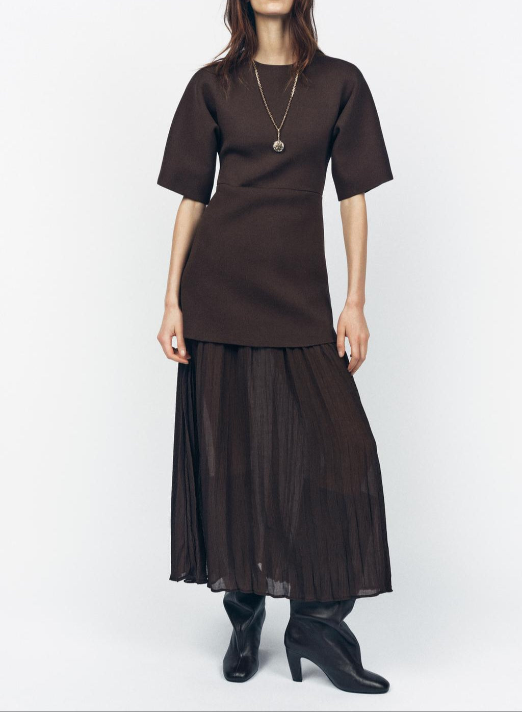 Nola | Knit & Mesh Layered Dress | Effortless Textural Contrast