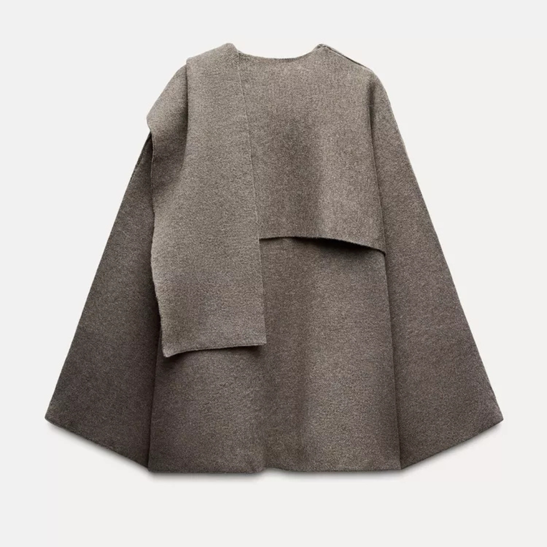 Nova | Wool-Blend Cape Sweater | Sculptural Outerwear Statement