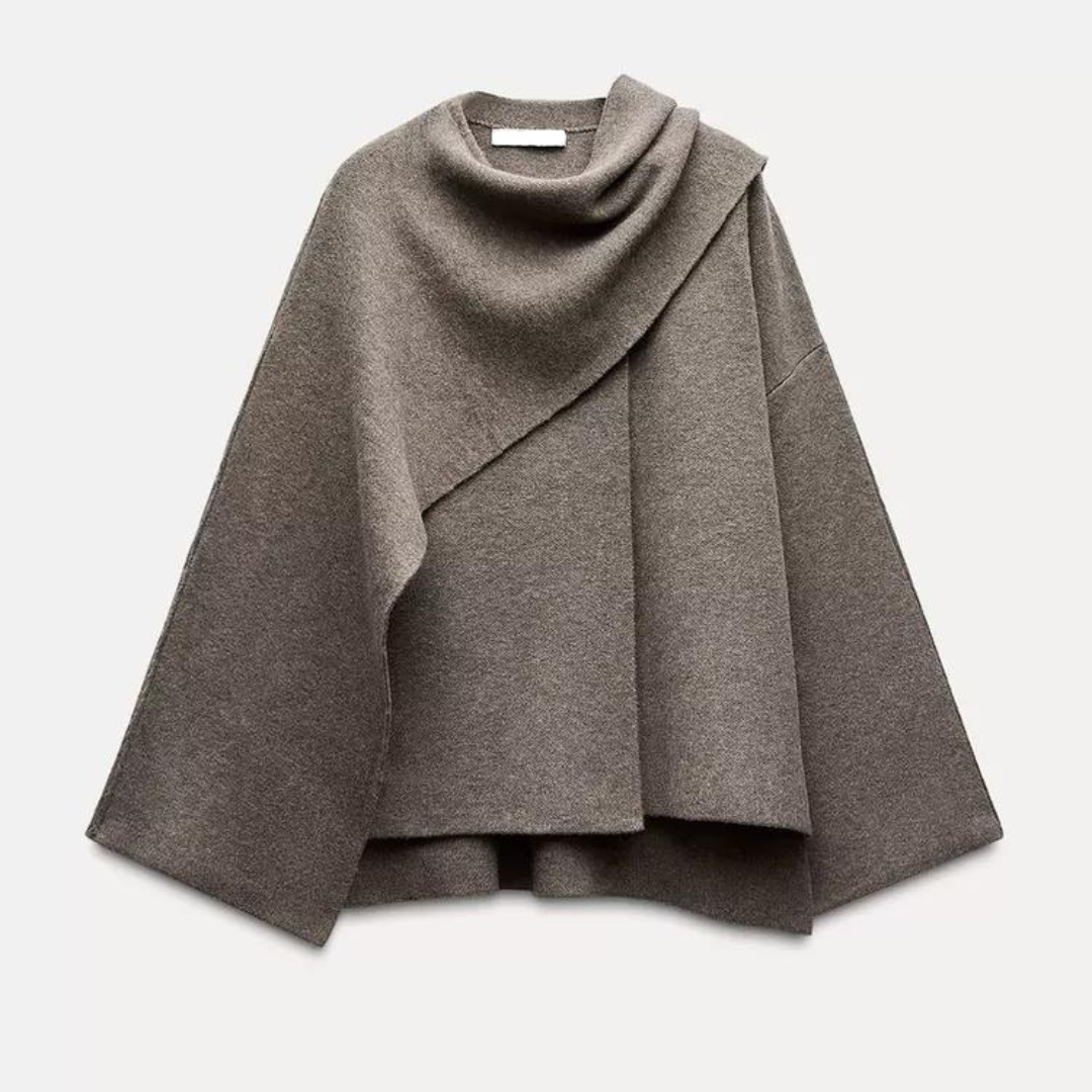 Nova | Wool-Blend Cape Sweater | Sculptural Outerwear Statement