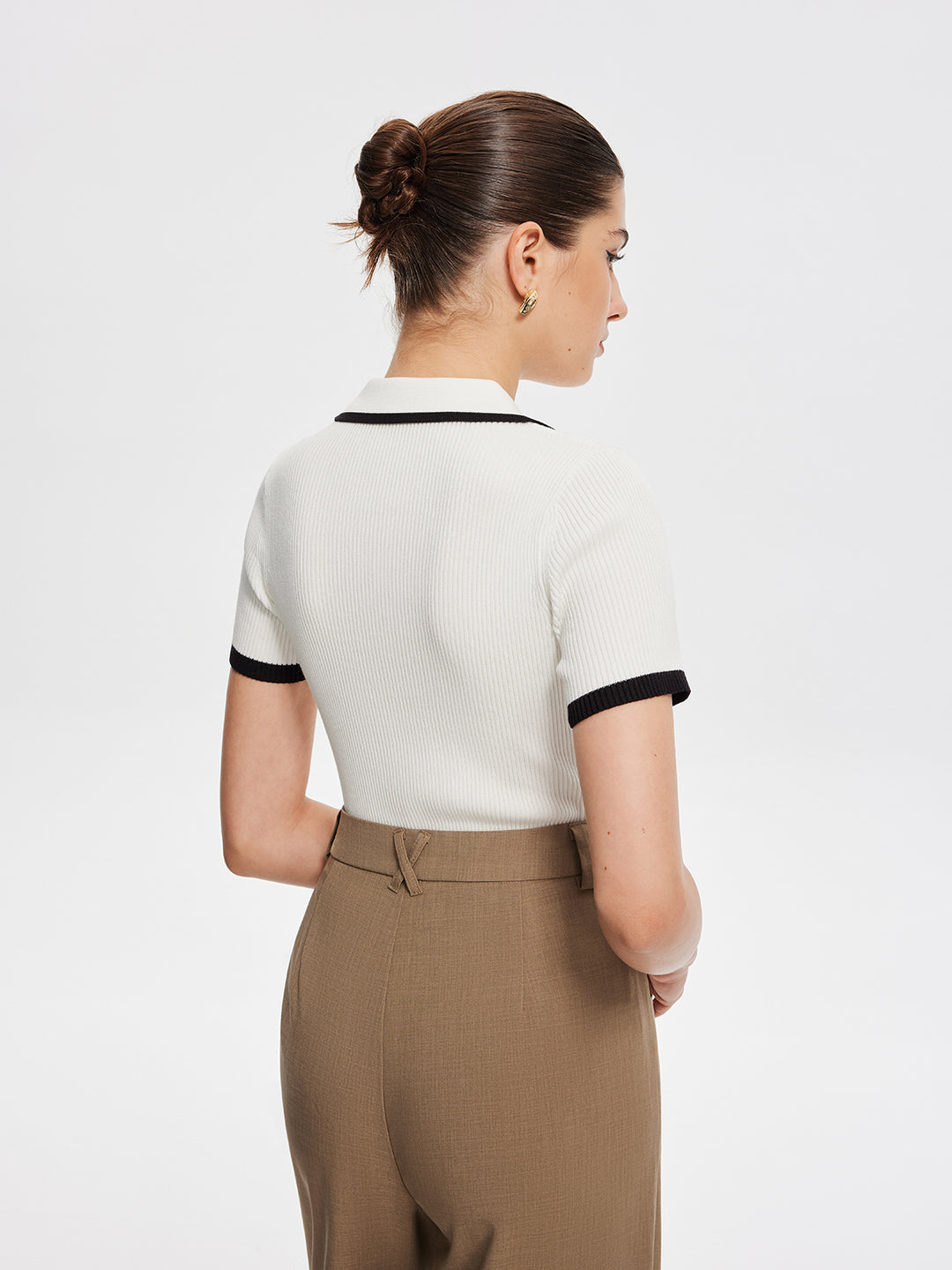 Button-Up Polo Collar Top