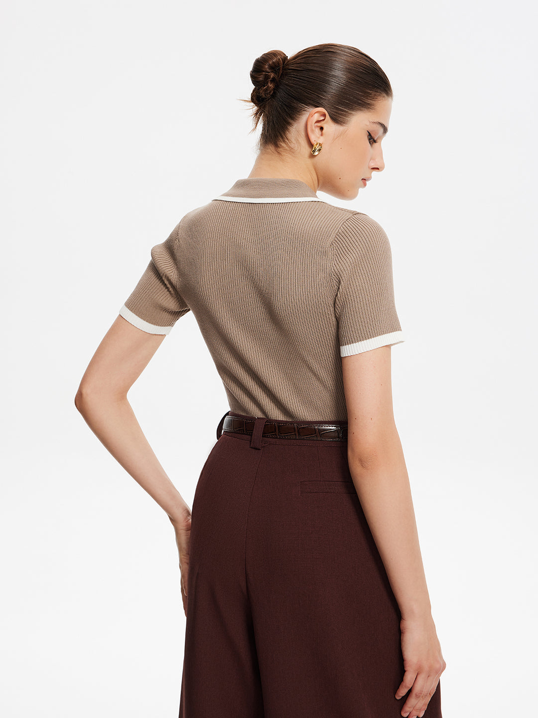 Button-Up Polo Collar Top