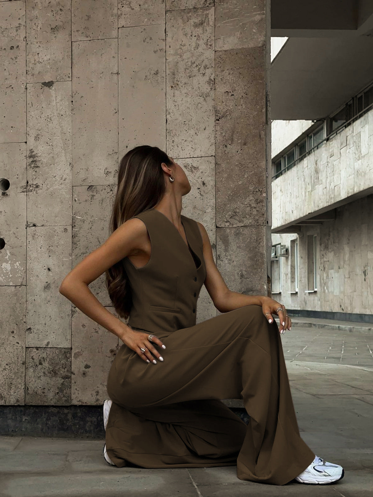 V-Neck Vest and Trousers Set
