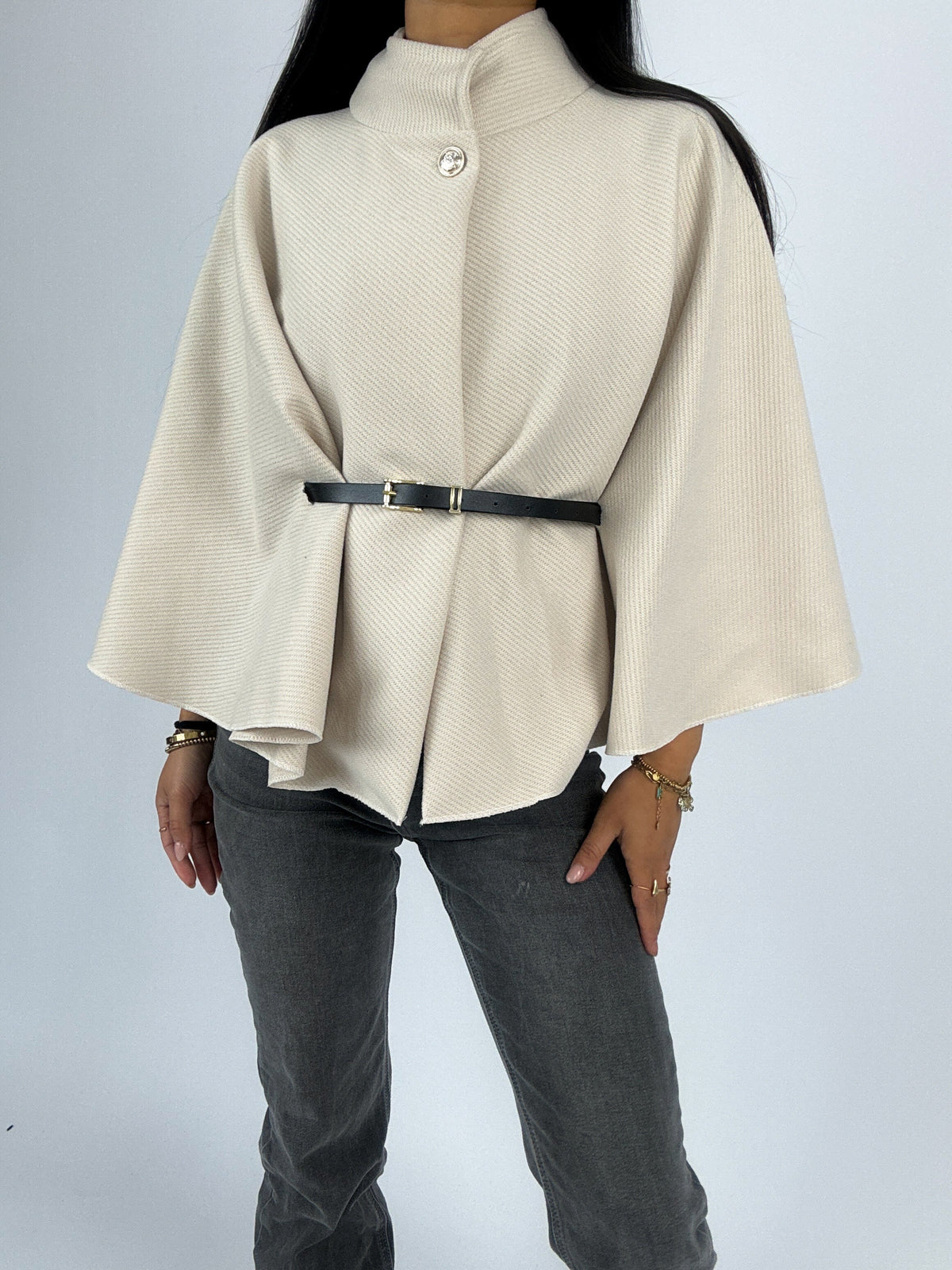 Naya | Belted Cape-Style Wool Coat