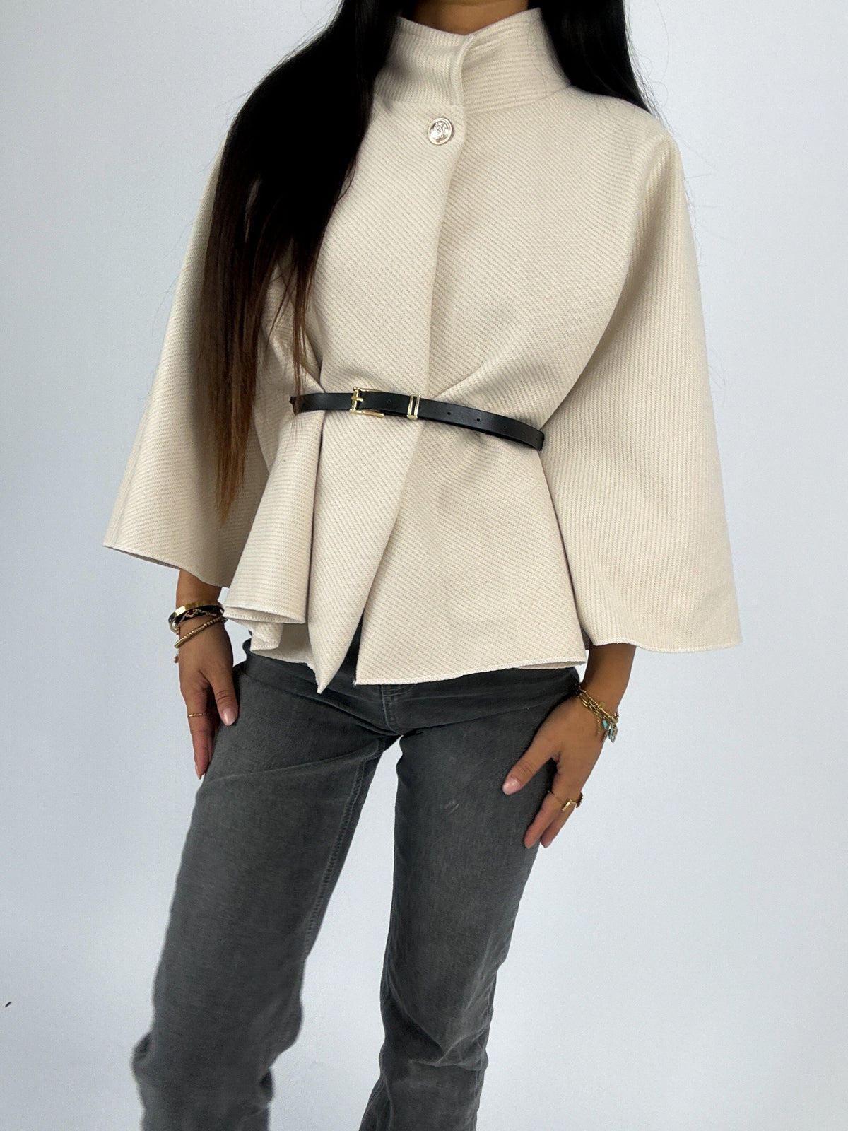 Naya | Belted Cape-Style Wool Coat
