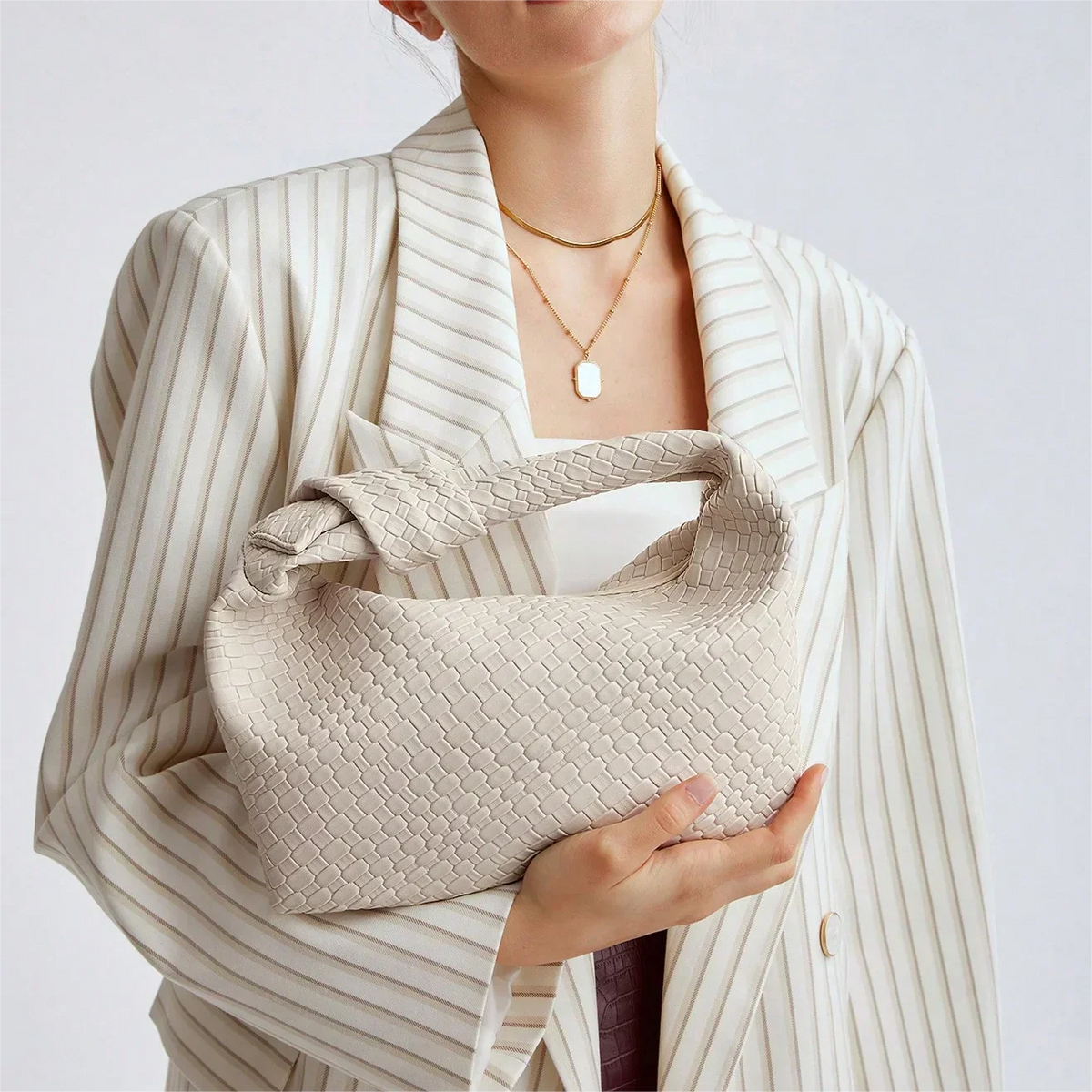 Small Woven 'ALICE' Knot handbag Premium Vegan Leather