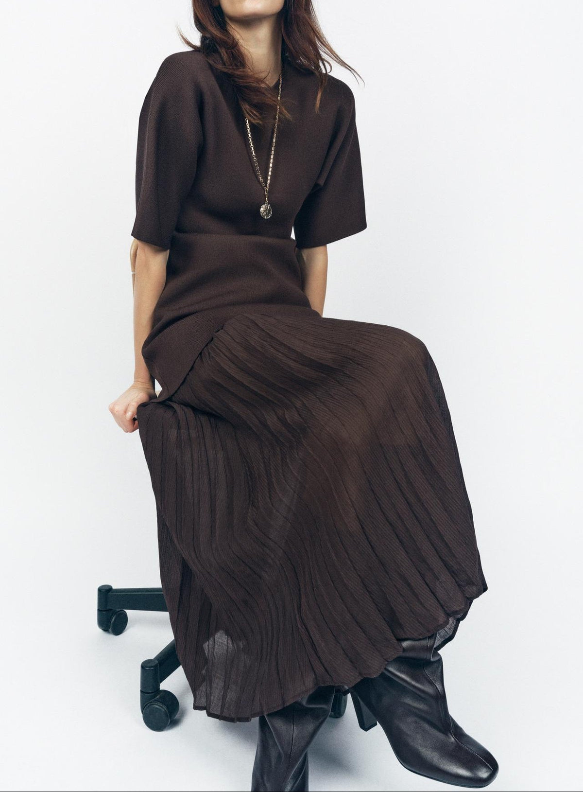 Nola | Knit & Mesh Layered Dress | Effortless Textural Contrast