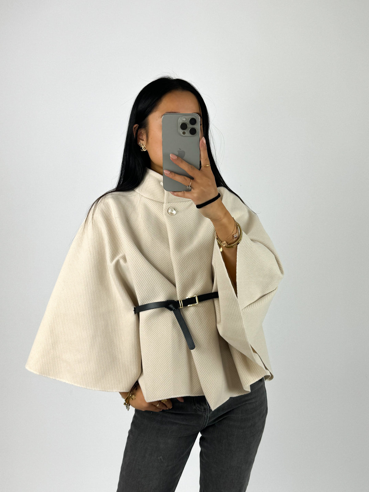 Naya | Belted Cape-Style Wool Coat