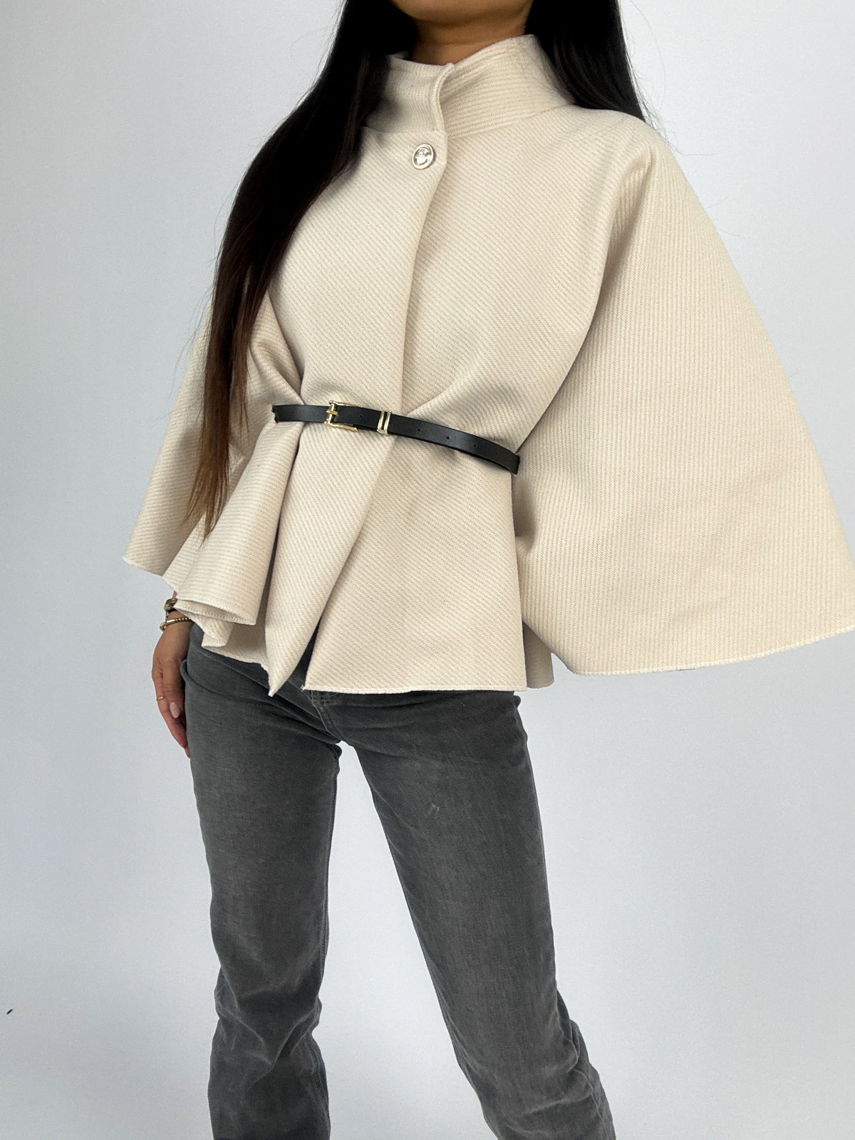 Naya | Belted Cape-Style Wool Coat