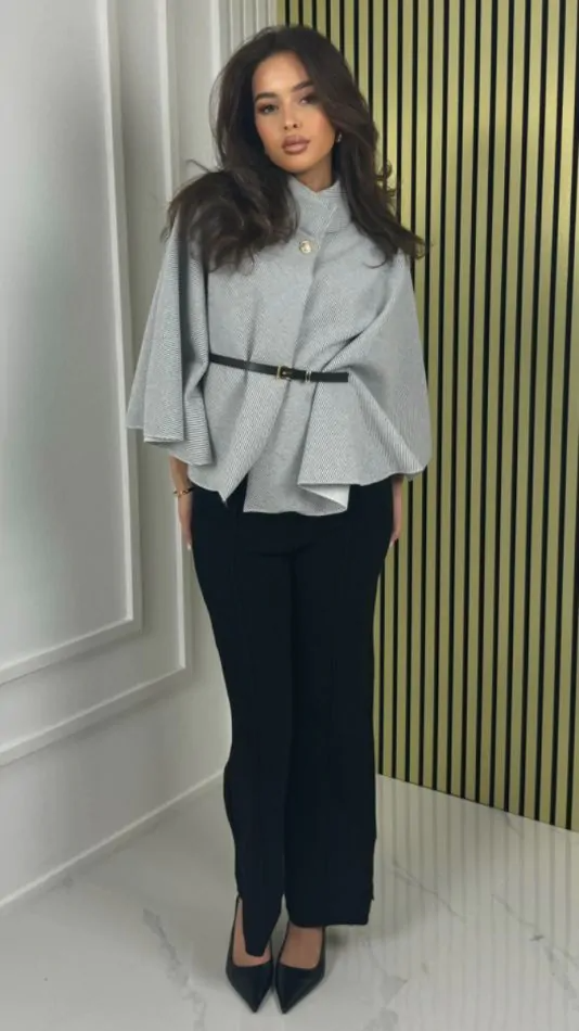 Naya | Belted Cape-Style Wool Coat
