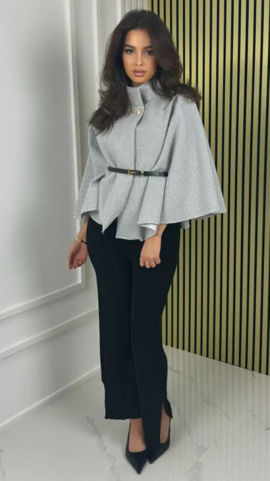 Naya | Belted Cape-Style Wool Coat