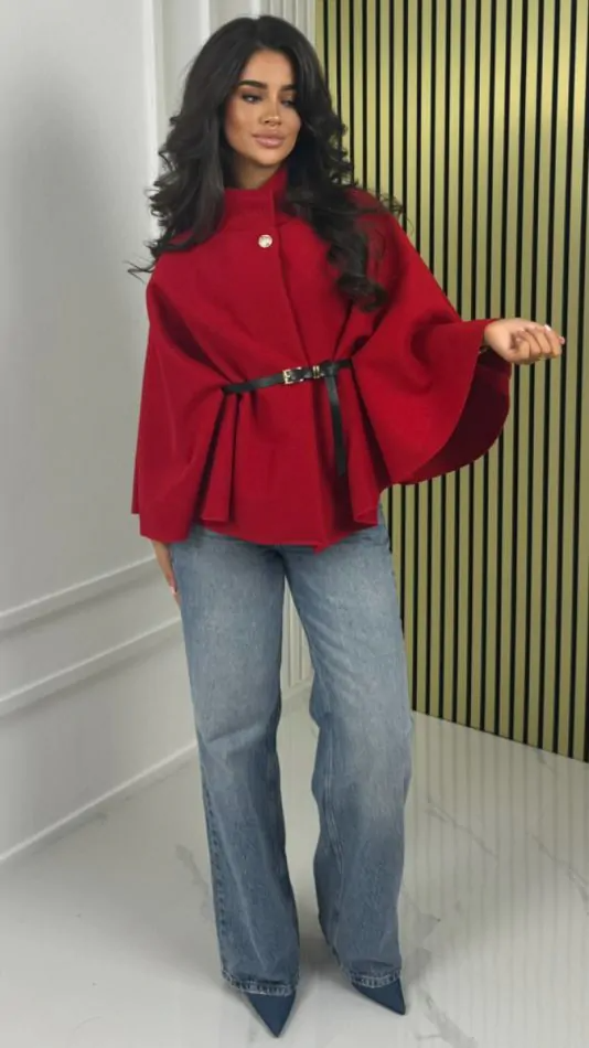 Naya | Belted Cape-Style Wool Coat